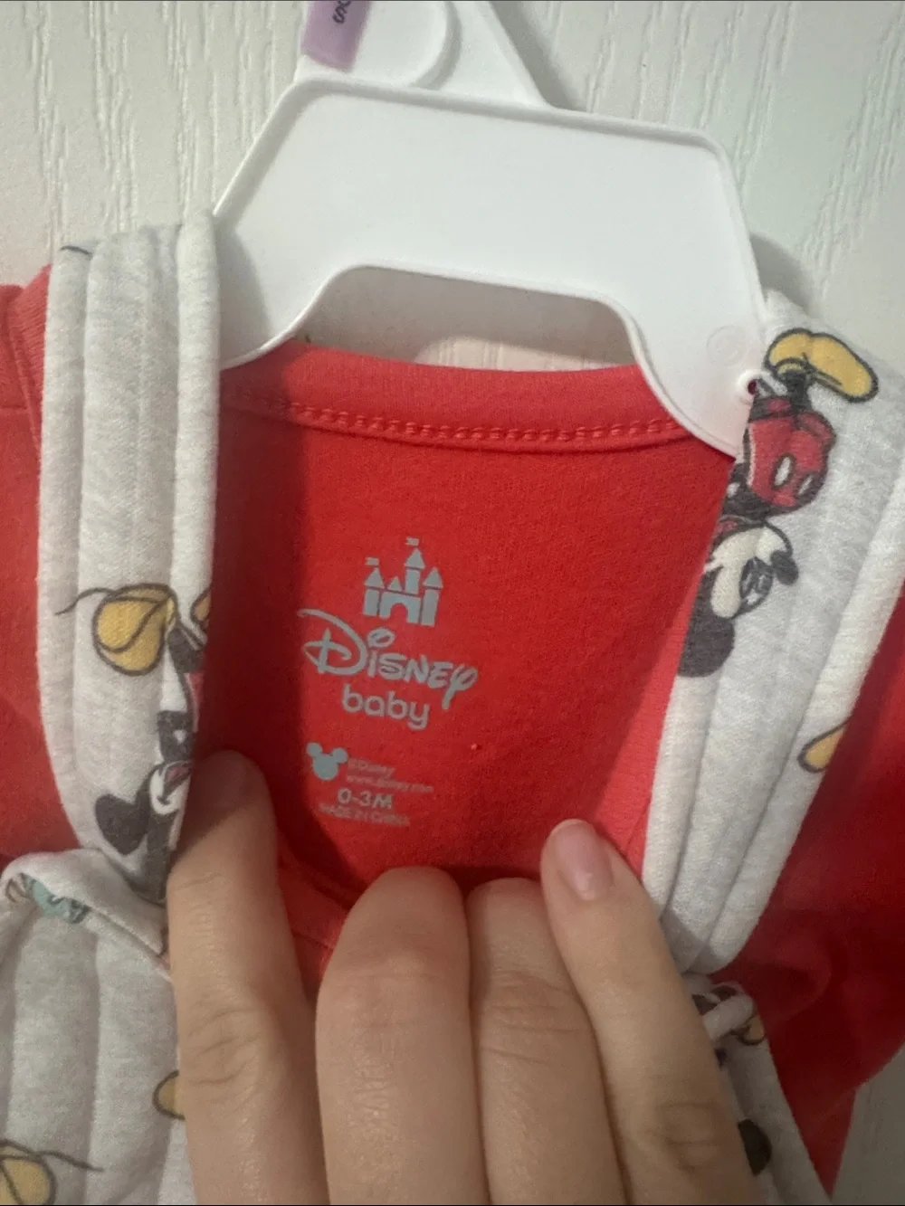 Disney Baby 0-3M Mickey Mouse Quilted Overall Romper & Shirt Set